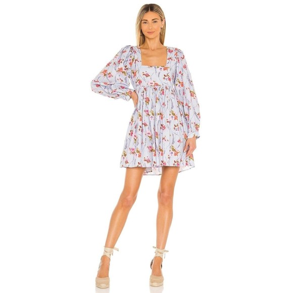 Love Shack Fancy Dresses & Skirts - Love Shack Fancy Eaton Floral Puff Sleeve Mini Dress Lavender Moon Womens Size 2